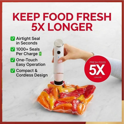 ChefShield™ Wireless Sealer + 6 Heavy-Duty Vacuum Pouches + 30 Heavy-Duty Vacuum Pouches (Complete Bundle)