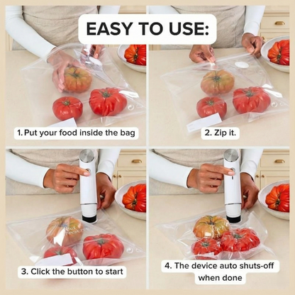 ChefShield™ Wireless Sealer + 6 Heavy-Duty Vacuum Pouches + 30 Heavy-Duty Vacuum Pouches (Complete Bundle)