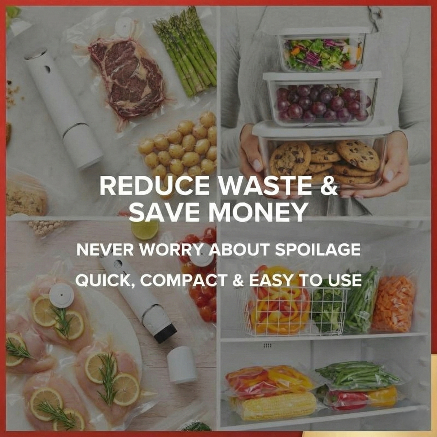 ChefShield™ Wireless Sealer + 6 Heavy-Duty Vacuum Pouches + 30 Heavy-Duty Vacuum Pouches (Complete Bundle)